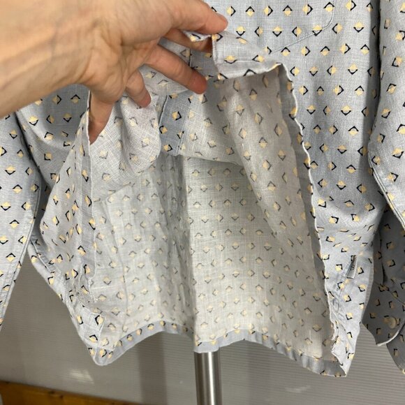 Ted Baker 100% Linen Arnel Geometric Print Button Down Summer Shirt Sz 4 (Large) - Picture 7 of 15